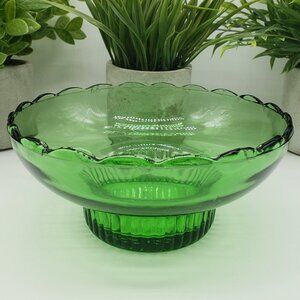E.O. Brody M2000 Vintage Green Scalloped Pedestal Bowl or Candy Dish